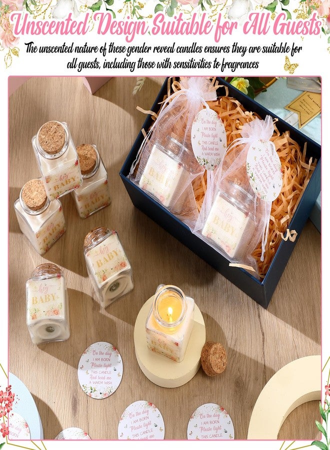 Reallnaive 24 Sets Baby Shower Candle Favors for Guests Including 1.5oz Unscented Jar Candles with Thank Tags and Return Gift Bags for Boy Girl Baby Shower Neutral Gender Reveal Party (Pink, Floral) - Image 4